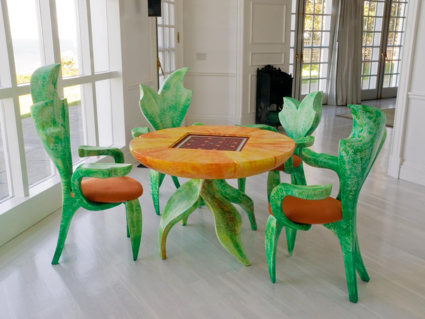 "Gambling at Shelter Island" / "Green Touch" | Game table / 4 arm-chair | 76 x diam. 111cm | 2008
